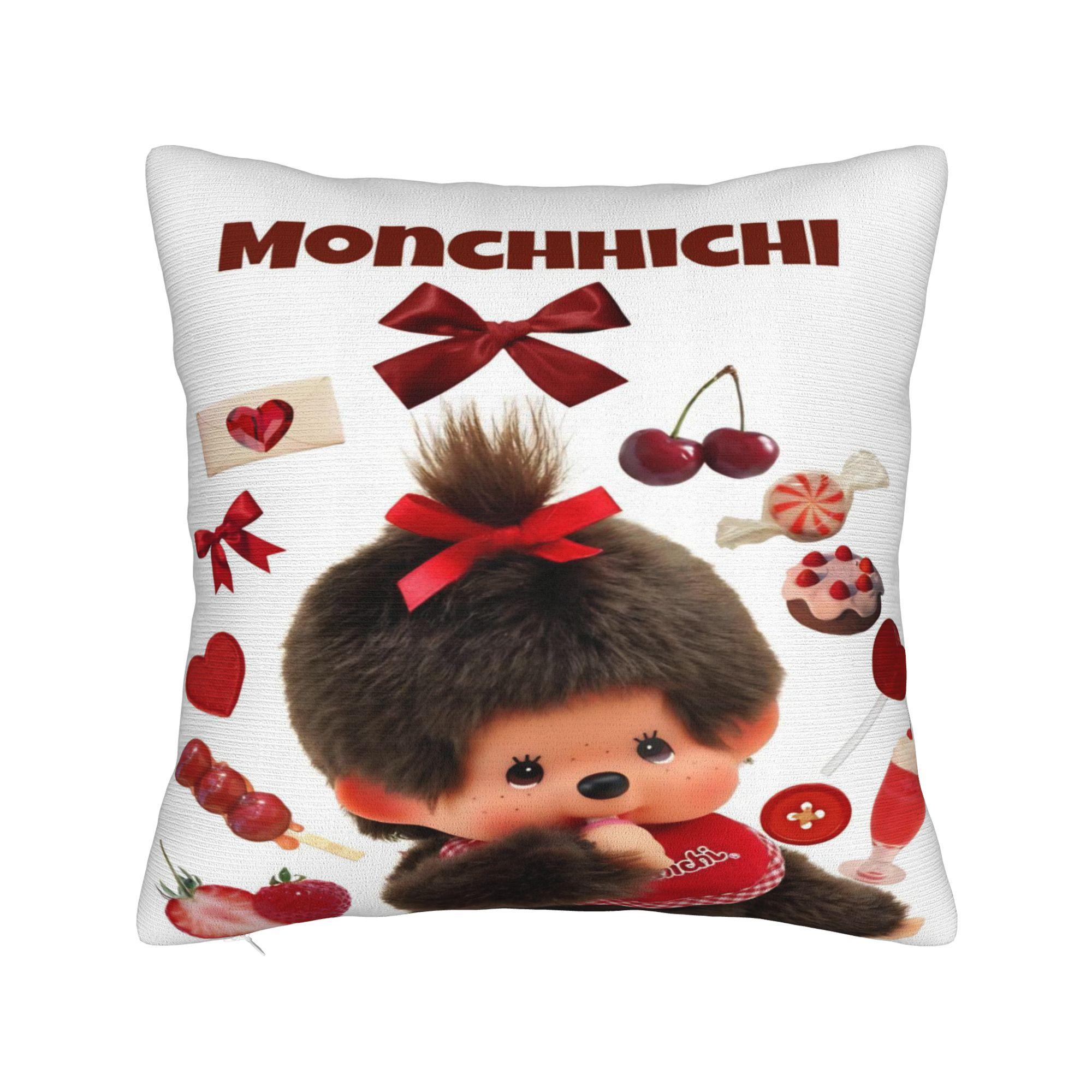 

Kawaii Monchhichis Pillowcases Accessories Printed Cushion Cover Pillow Covers Sofa Decoration Square Multiple Sizes 12x12in 30X30cm