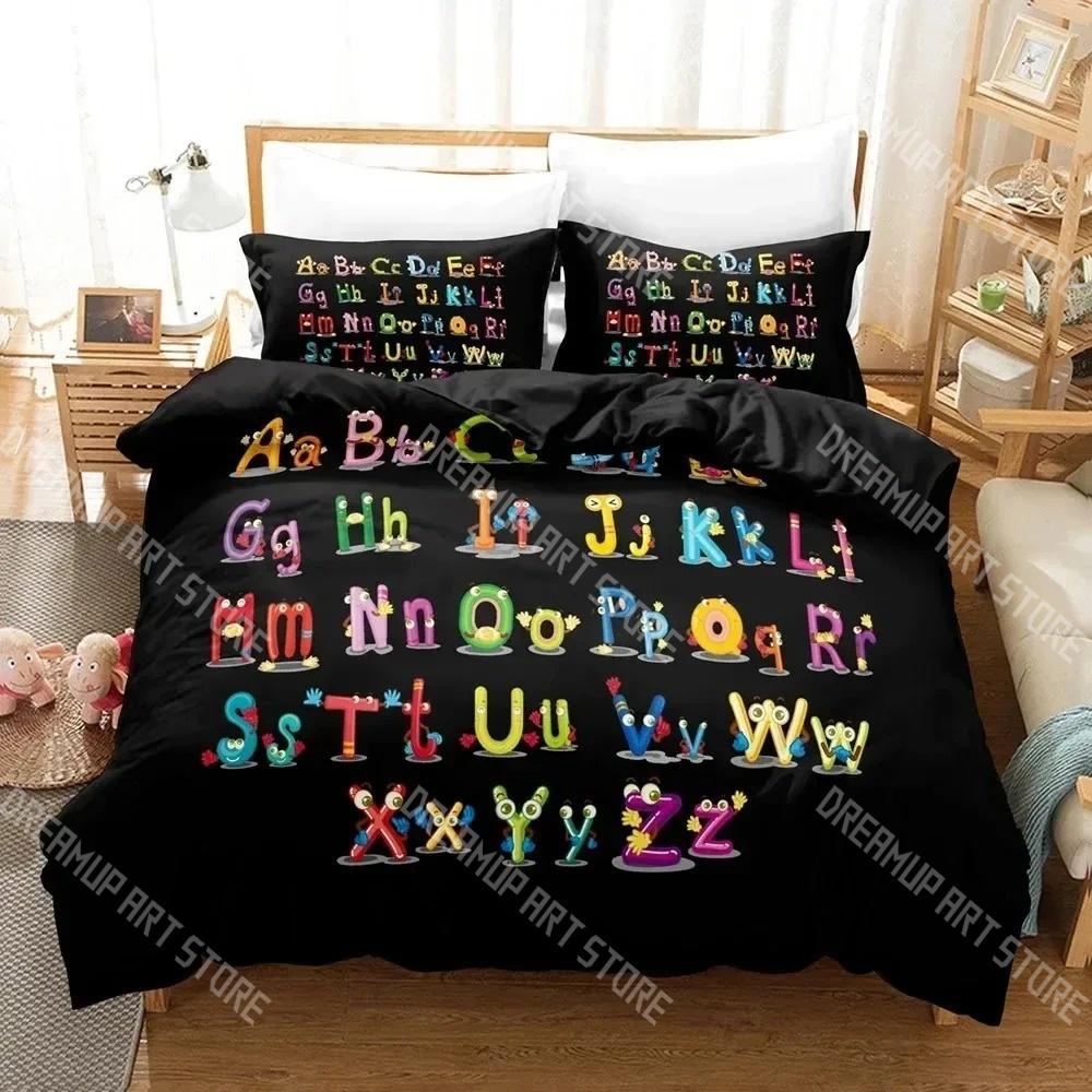 Fashion Alphabet Lore Cartoon Bedding Set Single Twin Full Queen King Size Bed Set Kids Bedroom Duvetcover Sets Bed Sheet Set