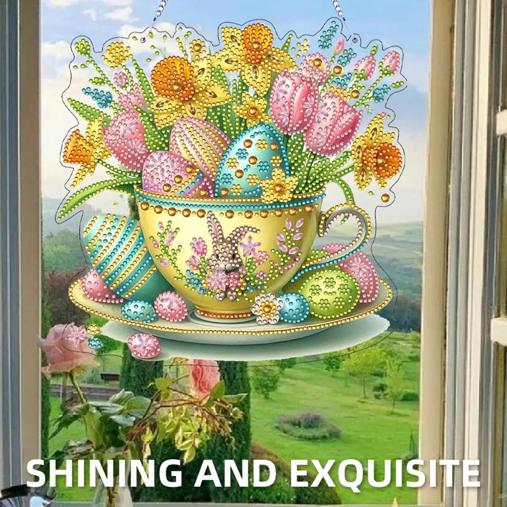 Easter Flower 2D Flat DIY Diamond Painting Kits Acrylic Hanging Gem Art Paintings Charm for Living Room Home Office Decoration