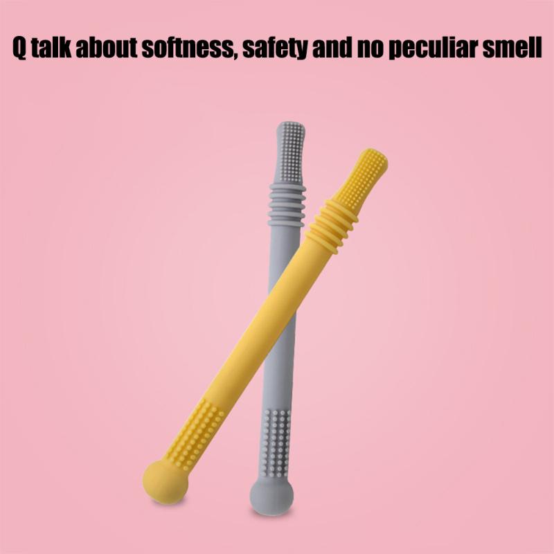 Jucărie Mușcătoare pentru Bebeluși din Silicon Moale, Jucărie Tip Paie Mușcătoare, Jucării Mușcătoare Multi-color pentru Bebeluși