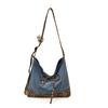 Retro Leopard Patchwork Denim Tote - Large Capacity Crossbody & Casual Shoulder Bag