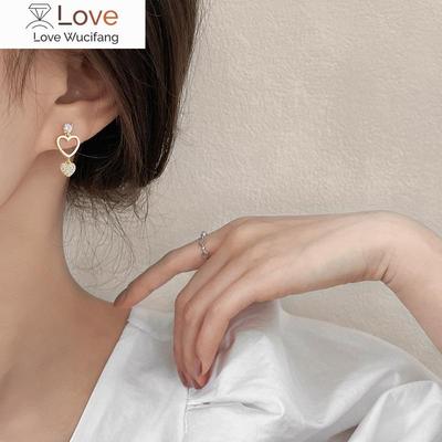 925 Sterling Silver Love Tassel Earrings Asymmetric Micro-inlaid Women Fashion Fine Jewelry Heart-shaped Earrings for Women