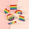 Colorful Rainbow Pins Fashion Badges Rectangular Shape Brooch Alloy Texture Perfect for Backpacks Hats and Clothing