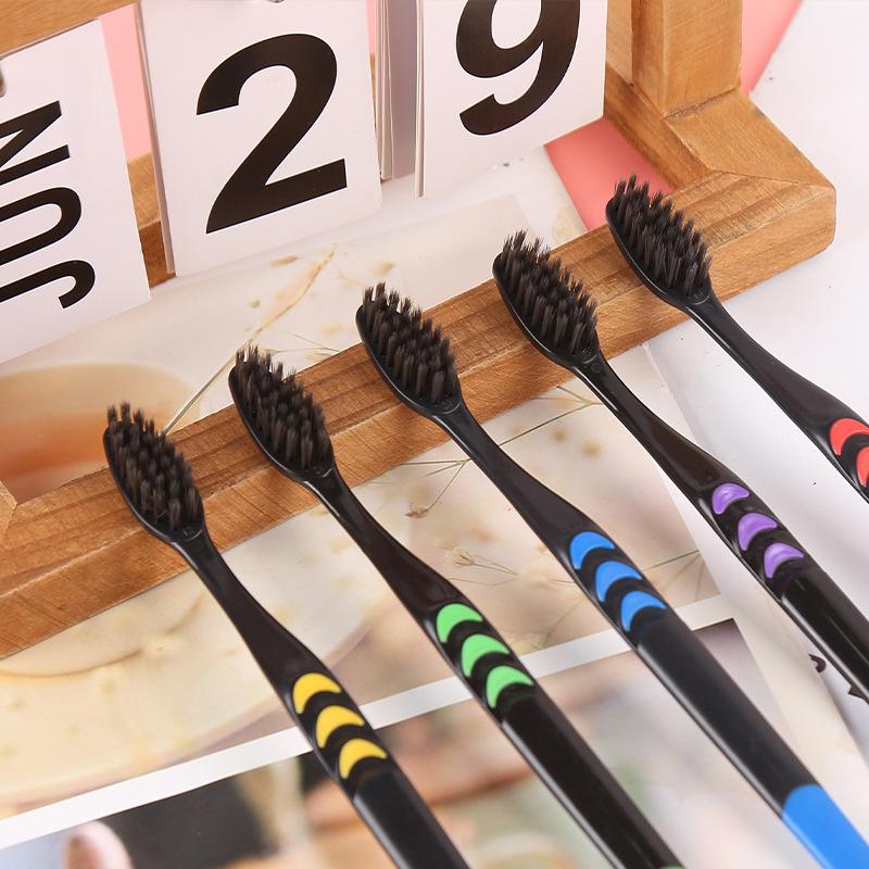 10/20/30-Pack Boxed Toothbrushes for Deep Cleaning Without Harming Gums, Family Pack with Random Colors, Adult Bamboo Charcoal Toothbrushes, Daily Use