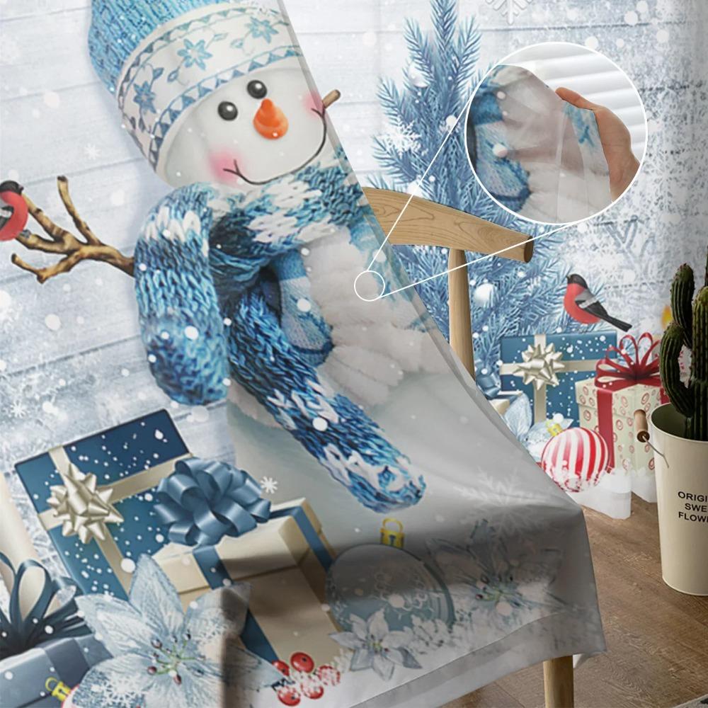 Christmas Ball Snowman Snowflake Vintage Yarn Curtain Window Tulle Curtains For Living Room Kitchen Window Sheer Voile Curtains