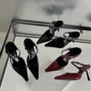 New Style Fashion Sexy Design High Heels Woman Pumps Buckle Strap Mules Slippers Pointed Toe Wedding Banquet Female Shoes