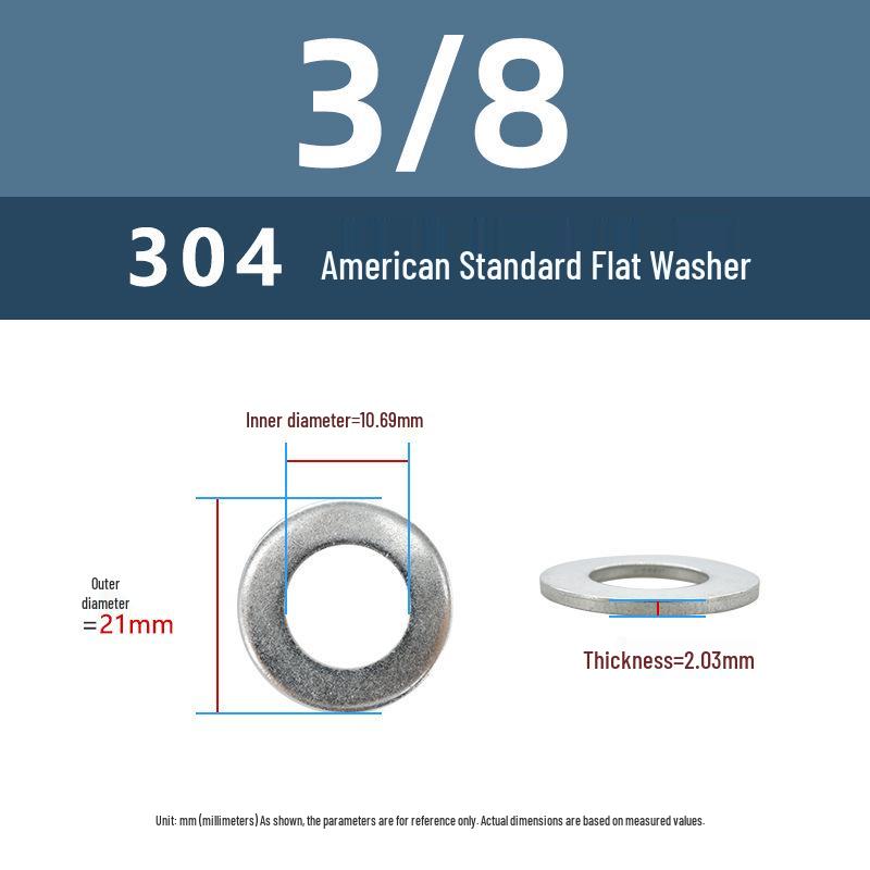 Yigu American 304 Stainless Steel Enlarged Thickened Washer 7/8" Hardware Screw Flat Round Piece