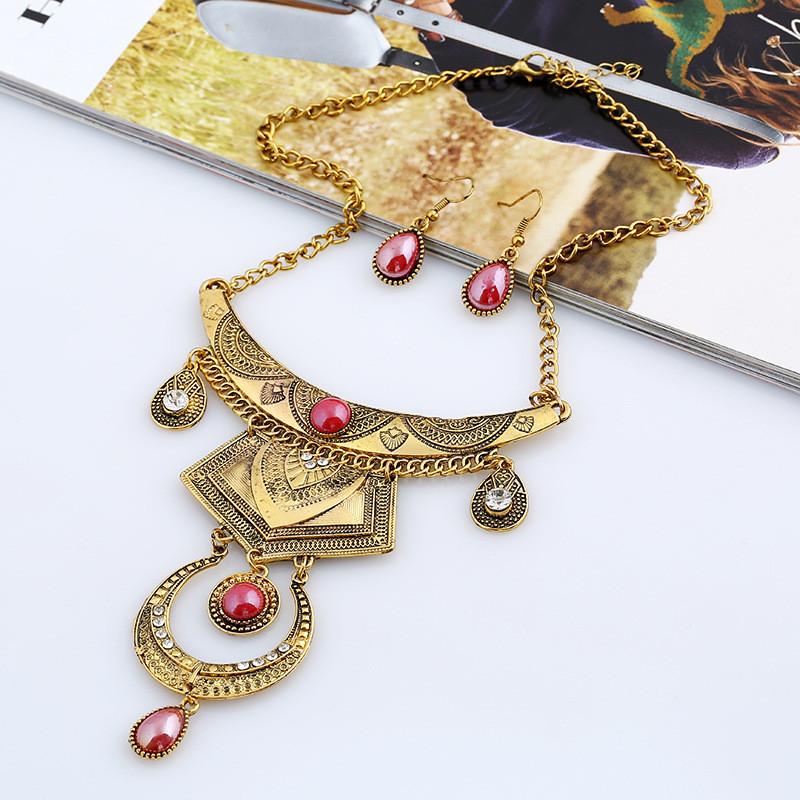 Water Alloy Fashionable Drop Necklace With Multilayer Chain And Jewelry Gemstone