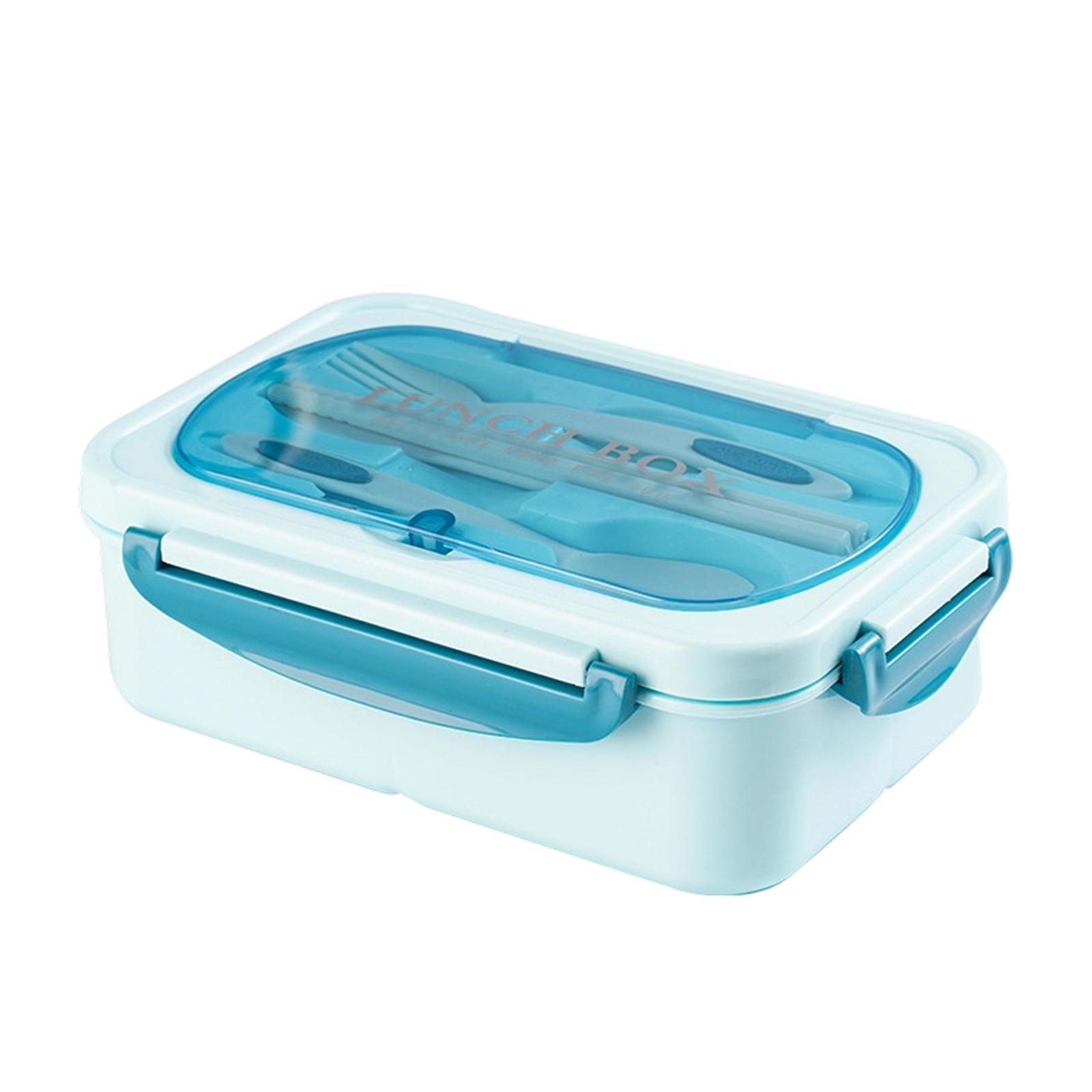 

Lunch Box Microwaveable Bento Box with Compartments Leakproof Food Storage Container with Utensil Set for Students and Office Use One Size синий