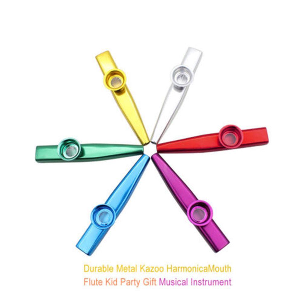 Fashion Gift Silver Children Kids 5 Pcs Diaphragm Harmonica Metal Kazoo Flute