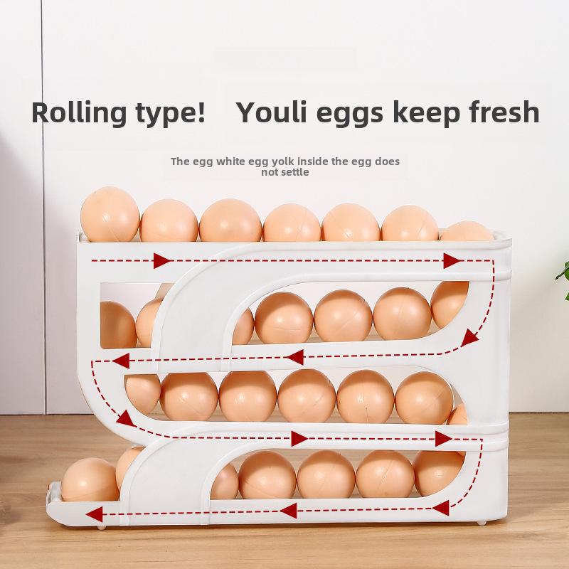 Automatic Egg Storage Rack for 30 Eggs - Refrigerator Door Organizer