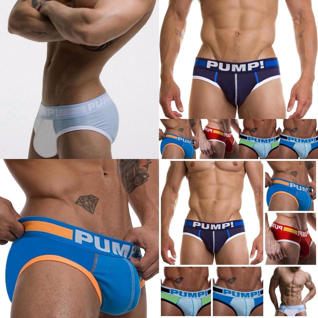 Pompa! Mutandine da uomo sexy a triangolo a vita bassa con U convessa solleva-fianchi in cotone traspirante