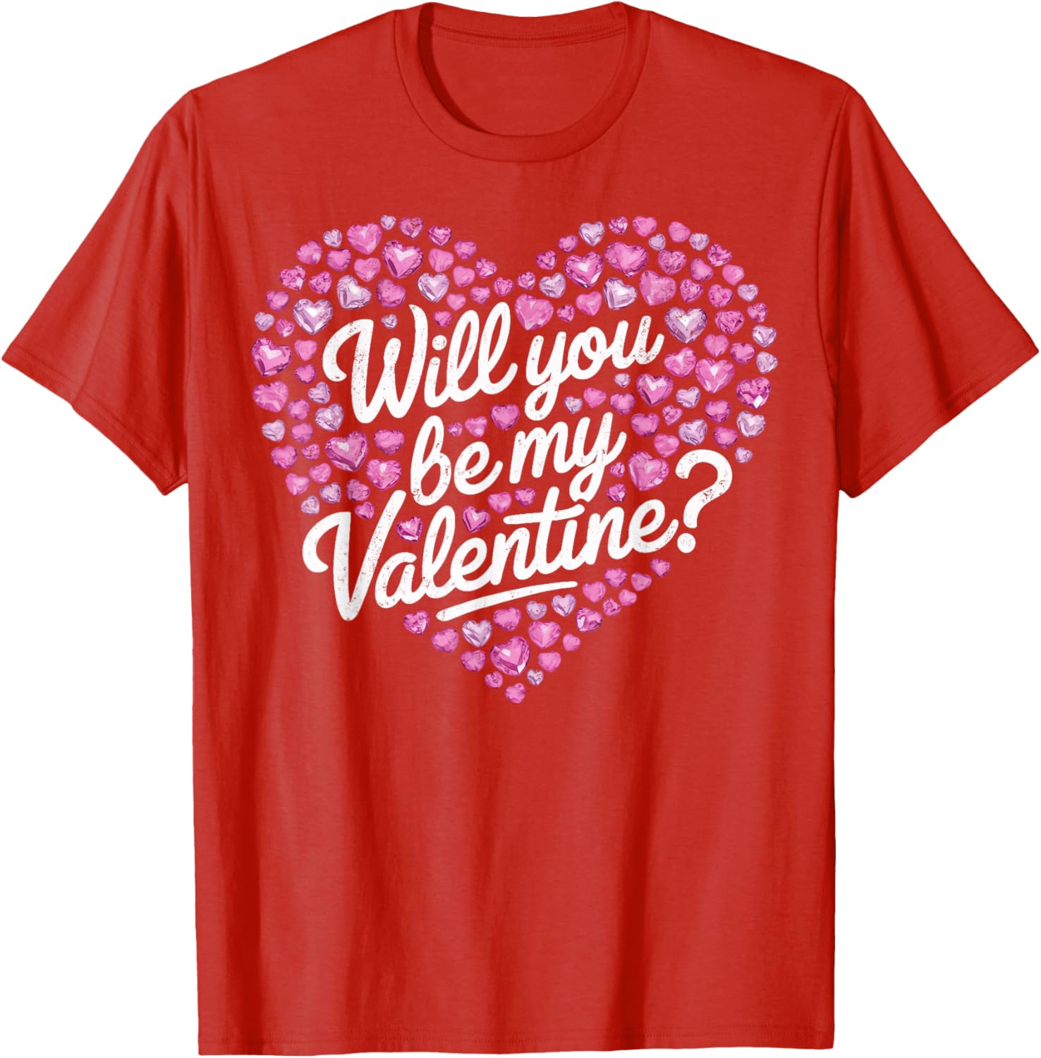 Will You Be My Valentine Heart Graphic Casual Men s Cotton Short Sleeve T-Shirt Daily Tee S