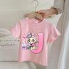Labubu Kawaii T-shirts for Girls Anime Cartoon Cute Short Sleeved Shirt Children Summer Sweet Top Letter A-Z Printed T-shirt
