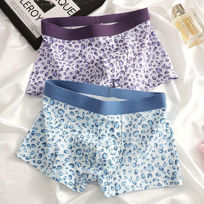 3 buc Lenjerie de corp sexy și drăguță cu imprimeu leopard pentru bărbați, șorturi confortabile și respirabile, șorturi la modă cu colț plat și pantaloni cu colț pătrat, boxeri