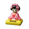 New Solar Powered Japanese-Style Doll Car Ornament Kimono Girl Shaking Head Nod Head Cartoon Doll Dashboard Cute Car Accessories