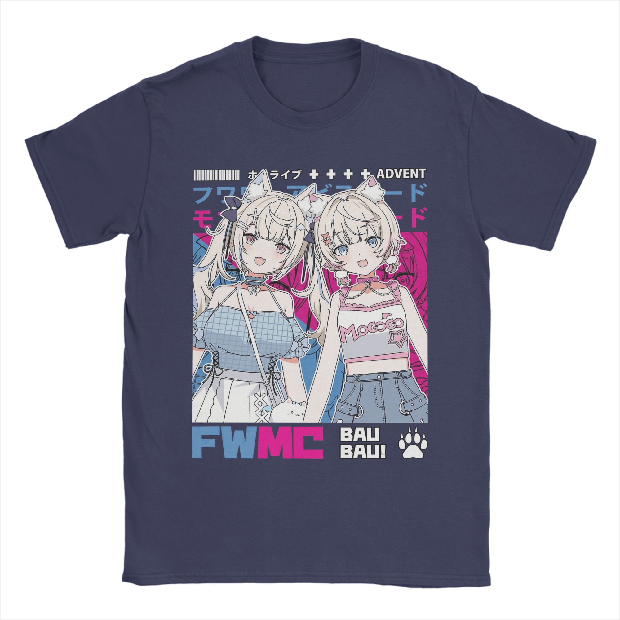

FuwaMoco Advent BauBau T-Shirt Men Vintage Pure Cotton Tee Shirt Crew Neck Short Sleeve T Shirt Printing Clothes 4XL