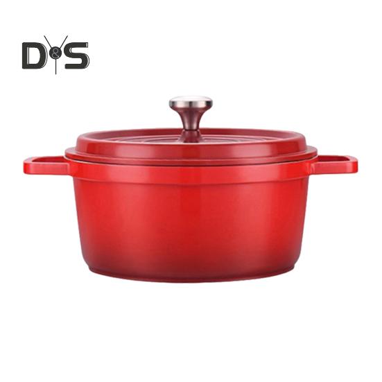 

Прочная кастрюля с антипригарным покрытием и крышкой, литая алюминиевая кастрюля, универсальная посуда для приготовления пищи, выпечки, жарки, томления 24 cm красный