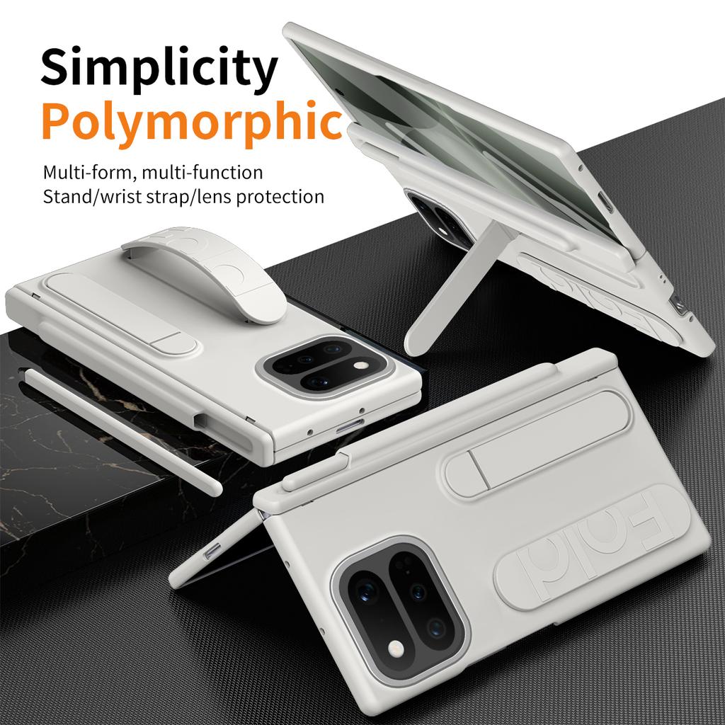 For Google Pixel 11 10 Pro Fold Vertical Wristband Case Grip Ring-Cum-Portable Stand Pen Slot Hinge Protection Free Stylus Cover
