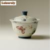 120ml Butterfly Orchid Gaiwan Vintage Tea Tureen Tea Bowl With Lid Kit Tea Brewing Cover Bowl Drinkware Accessories Collection