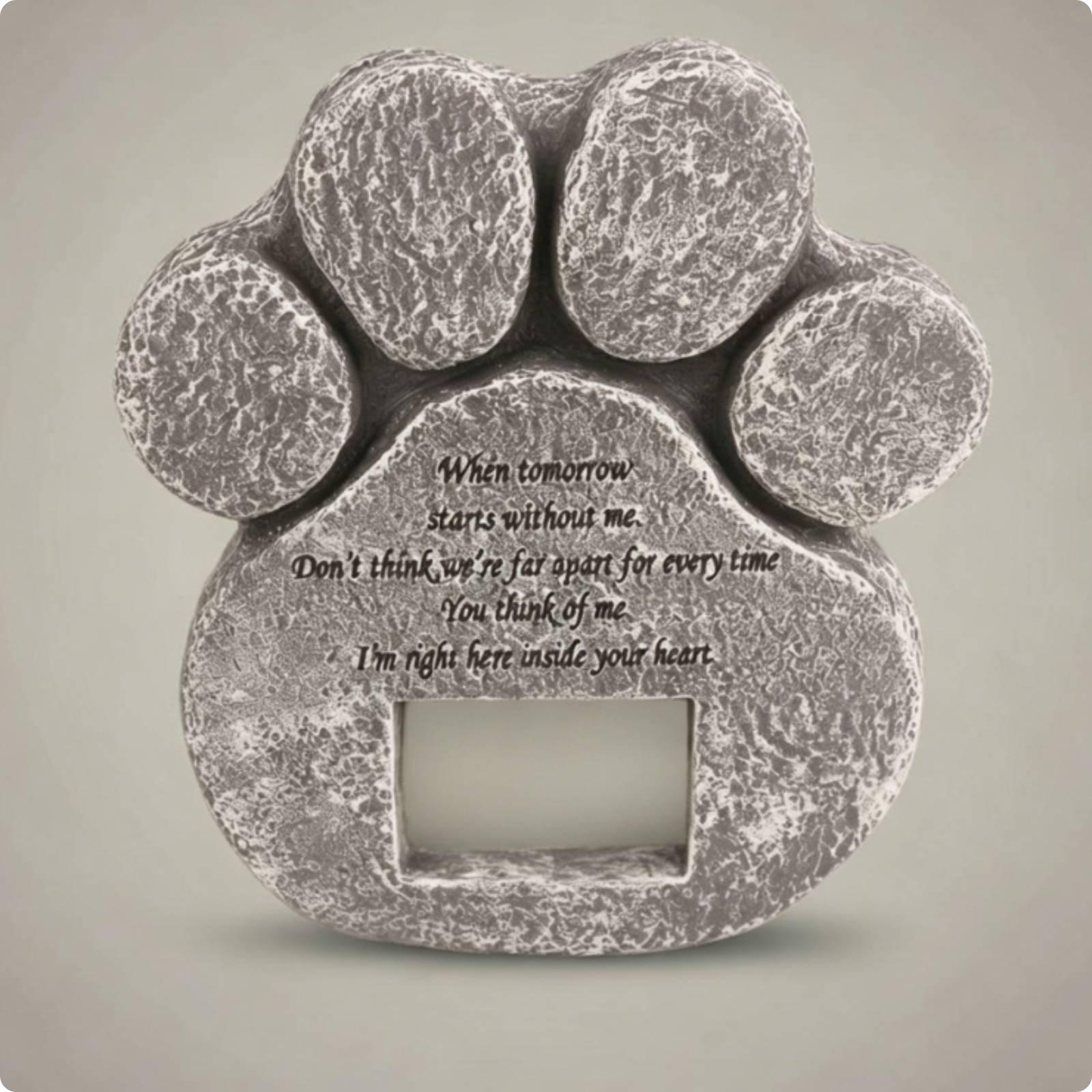 Pet Headstone Picture Frame Engraved Message Paw Print Photo Frame Paw Print Memorial Stone Garden Display Pet Remembrance