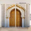 2pcs   Spring Summer Curtains Middle Eastern Style Architecture   Moroccan Palace Gate Yarn Curtains Durable 100% Polyester Fabric