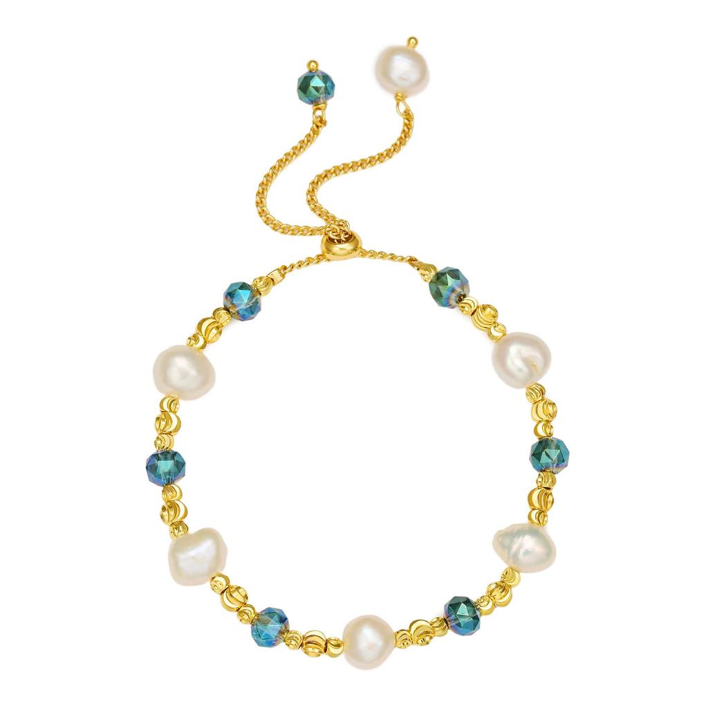 Autumn & Winter Freshwater Pearl Crystal Beaded Bracelet - Elegant Gift for Women & Best Friends