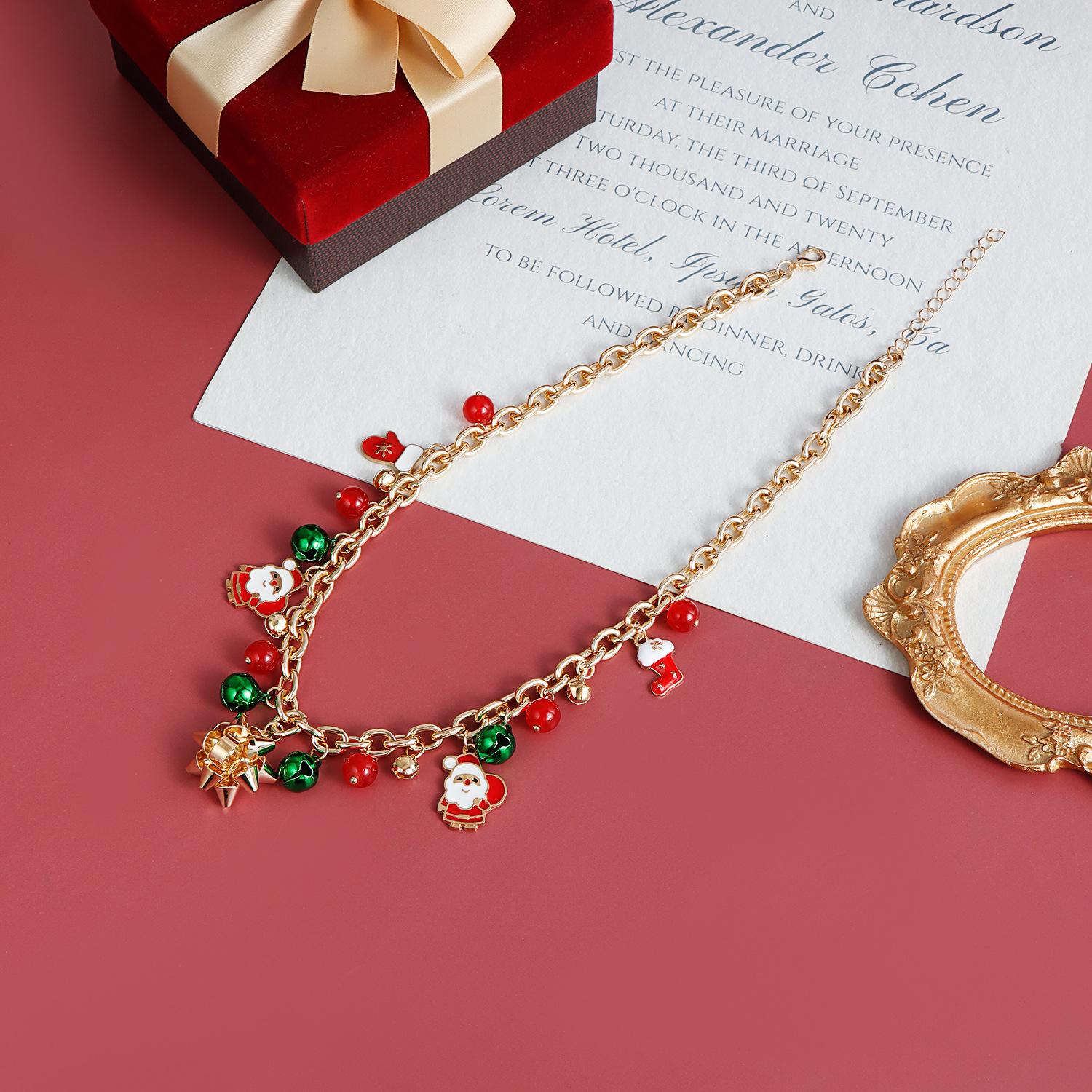 Christmas element accessories three-dimensional flowers colorful bells creative simple personalized necklace