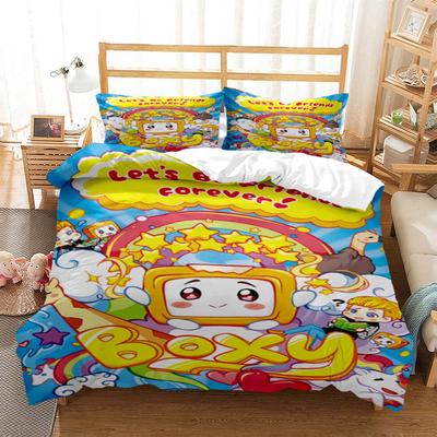 Lankybox Foxy Boxy Cute Cartoon 3D Printed Bedding Queen Bedding Set Customized King Size Bedding Set Soft and Comfortable