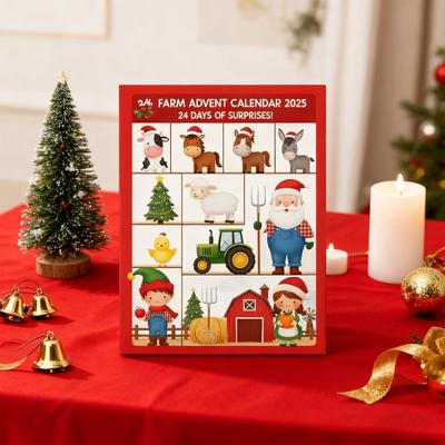Christmas Advent Calendar Farm Themed Design 24-Day Countdown Decoration Kid Surprise Advent Calendar Holiday Decor