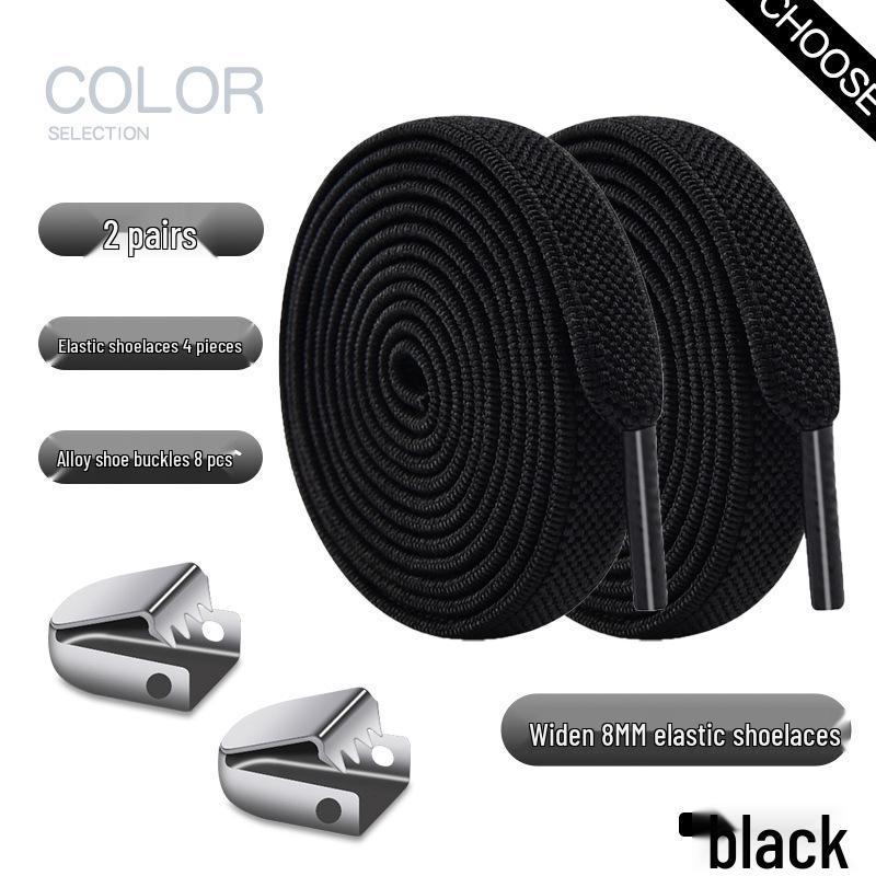 Elastic No-Tie Shoelace Buckle - White Flat for Men, Women, Kids