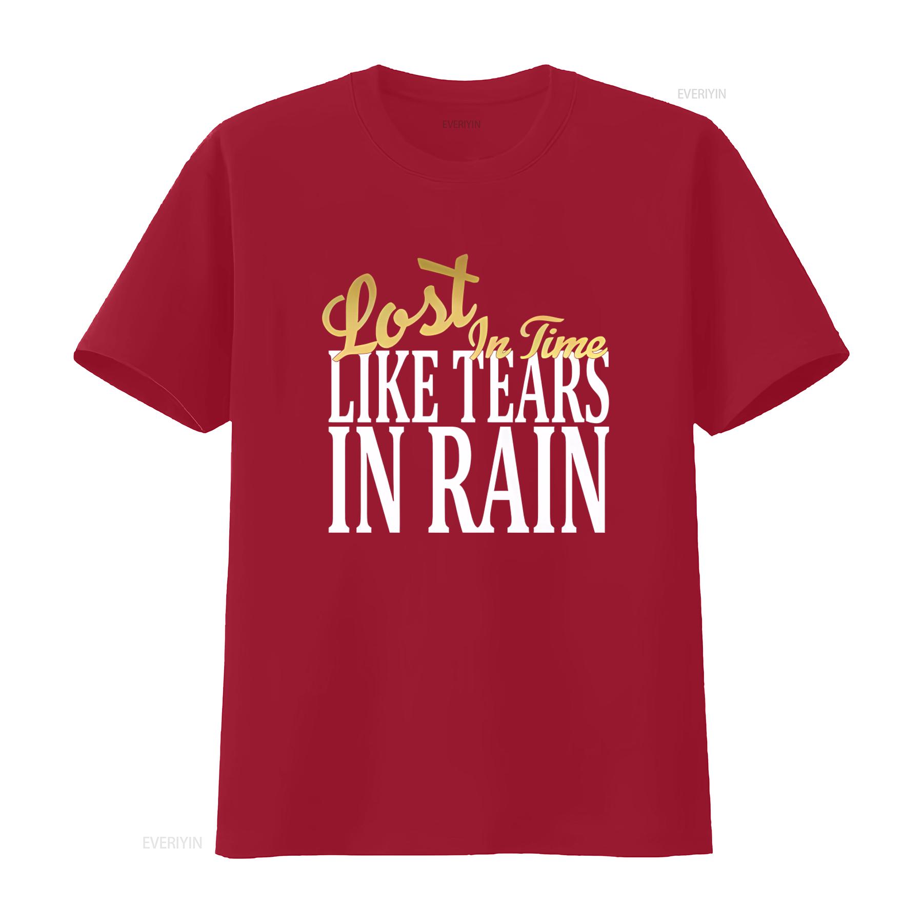 

Черная футболка Lost In Time Like Tears Rain для моды винтажная стираная мужская дышащая мягкая с принтом универсальная S