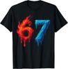 67 Sechs Sieben Flammendes Eis Gehirnfäule Meme für Kinder Unisex T-Shirt
