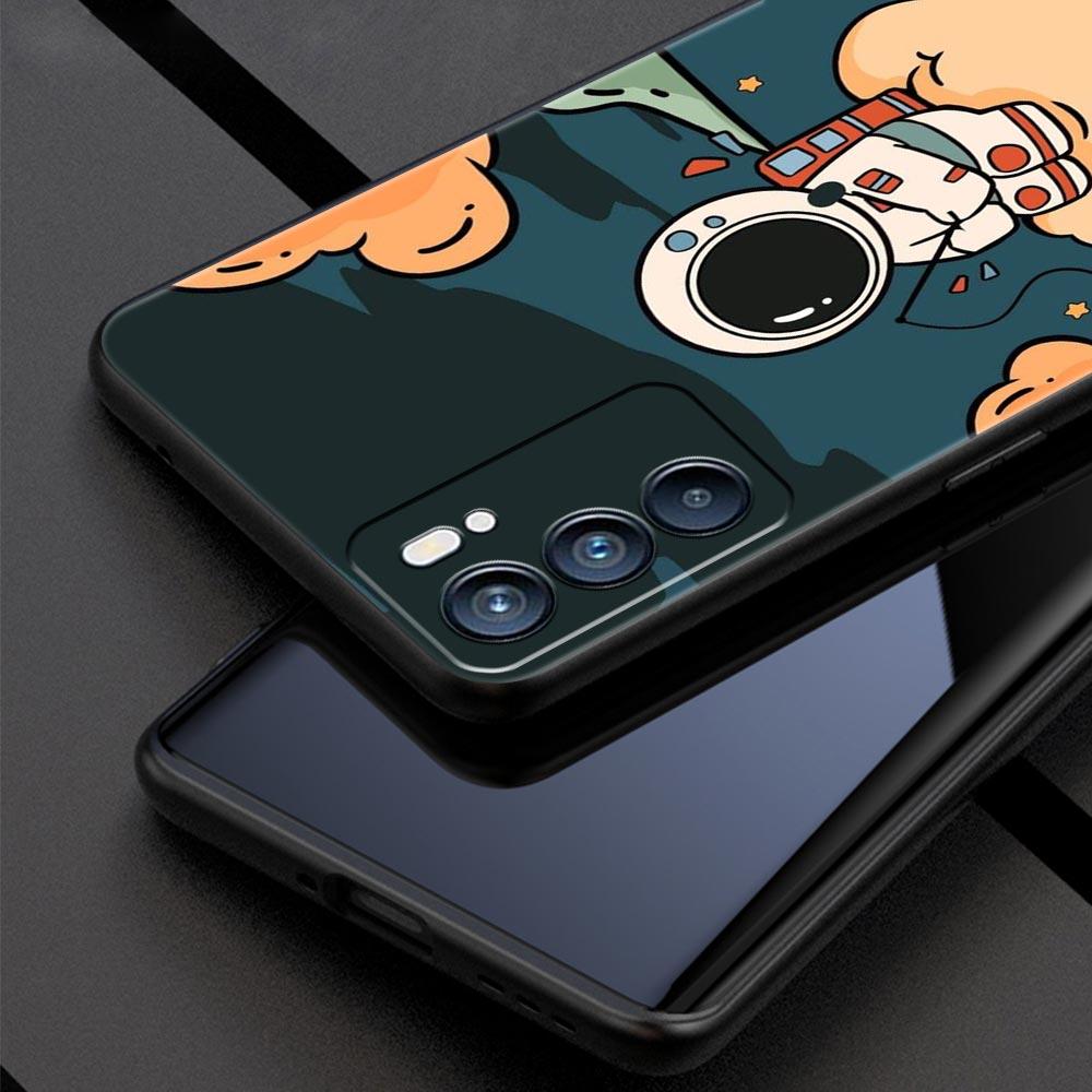 Cartoon Cute Cosmonaut Phone Case For Oppo Reno 13 12 11 10 7 F Find X5 X6 A98 A80 A79 A78 A57 A54 A31 A17 Pro 5G Soft TPU Cover