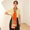 Elegant temperament ladies air-conditioning long shawl fashion colour blocking thin section holiday silk scarf scarf