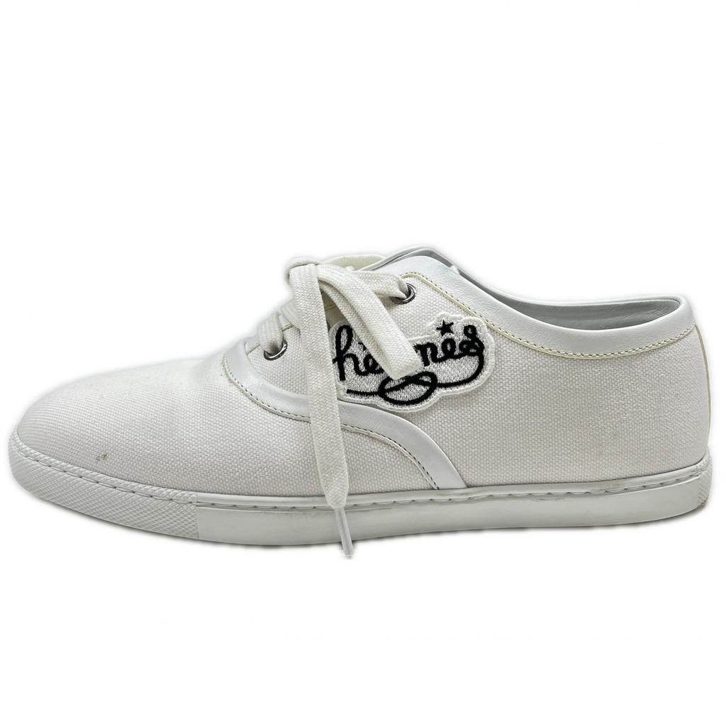 Tolle HERMES Low-Cut-Sneaker Innocent Logo Stickerei weißes Canvas Damen 37 241180Z Gebraucht