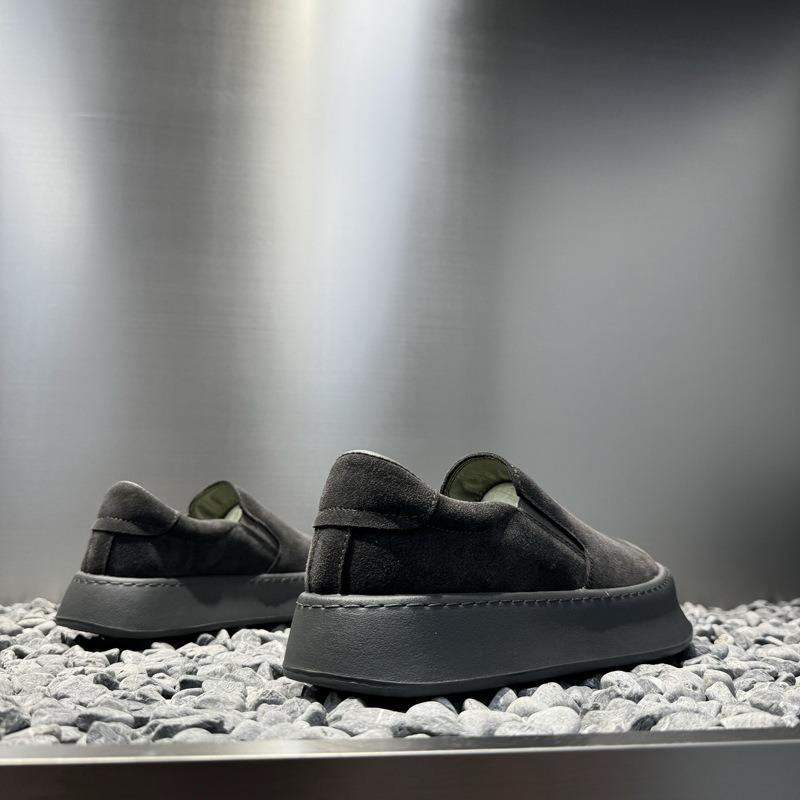 One-pedal Casual Men's Shoes, New Doudou Shoes, Thin Velvet Thick-soled Lazy Shoes, Fashionable and Loose Low-top Leather Surface Cr