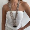 SHIXIN Luxury Multi-layer Small Seed Beads Long Chain Necklace Women Elegant Crystal Tassel Sweater Chains Vacation Neck Jewelry