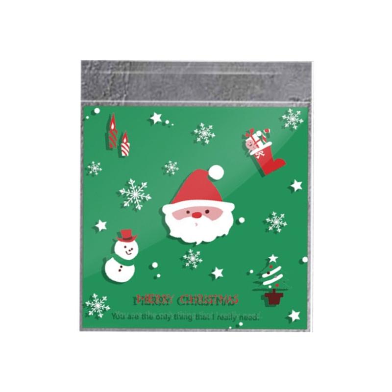 100 Pcs Christmas Decorations Cookie Bags Small Snack Bag Gift Packaging Bag
