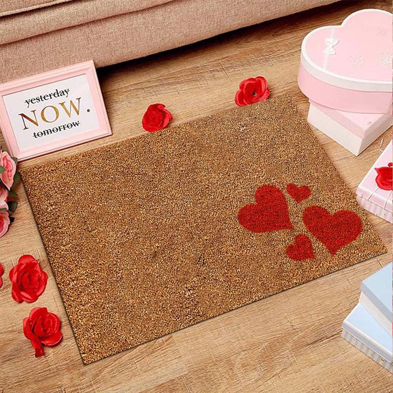 American Valentine's Day Series Crystal Velvet Carpet Love Door Mat Festive Holiday Home Decoration Mat Gift Wedding Mat