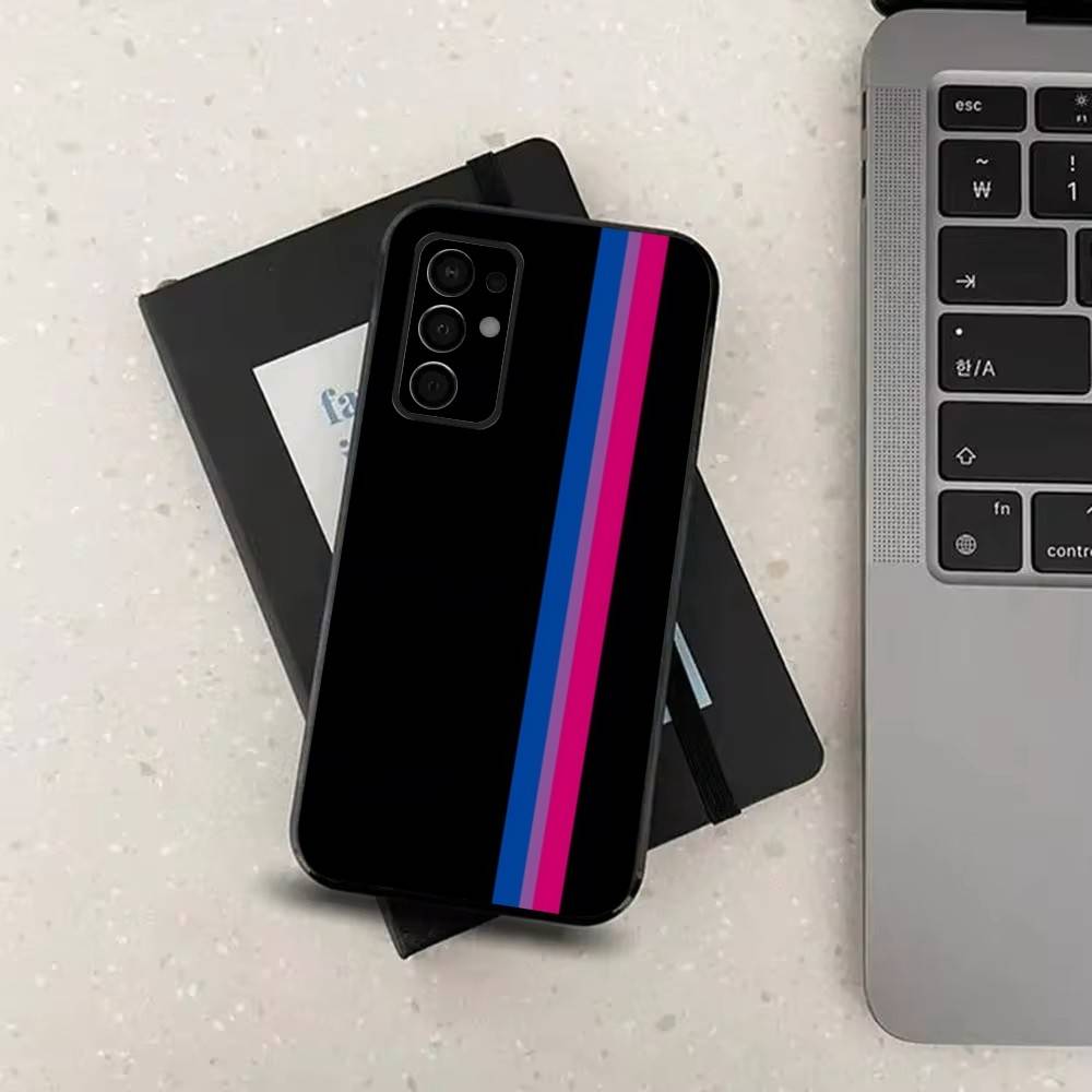 Flag Love Bisexual Art Phone Case For Samsung Galaxy A73,31,32,72,41,53,52,71,22,5G,Note,J7,8,9 Soft Black Silicone Cover