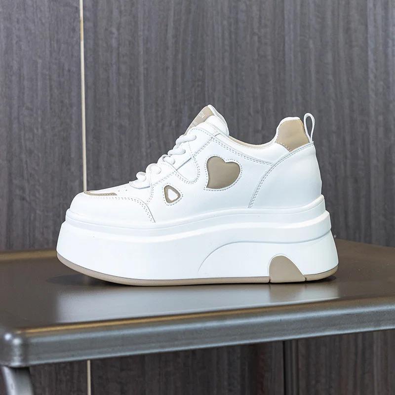 

8CM Microfiber Leather Vulcanize Autumn Platform Vulcanize Women Chunky Casual Sneaker Loafer High Brand Comfy Spring Shoes 2025 34