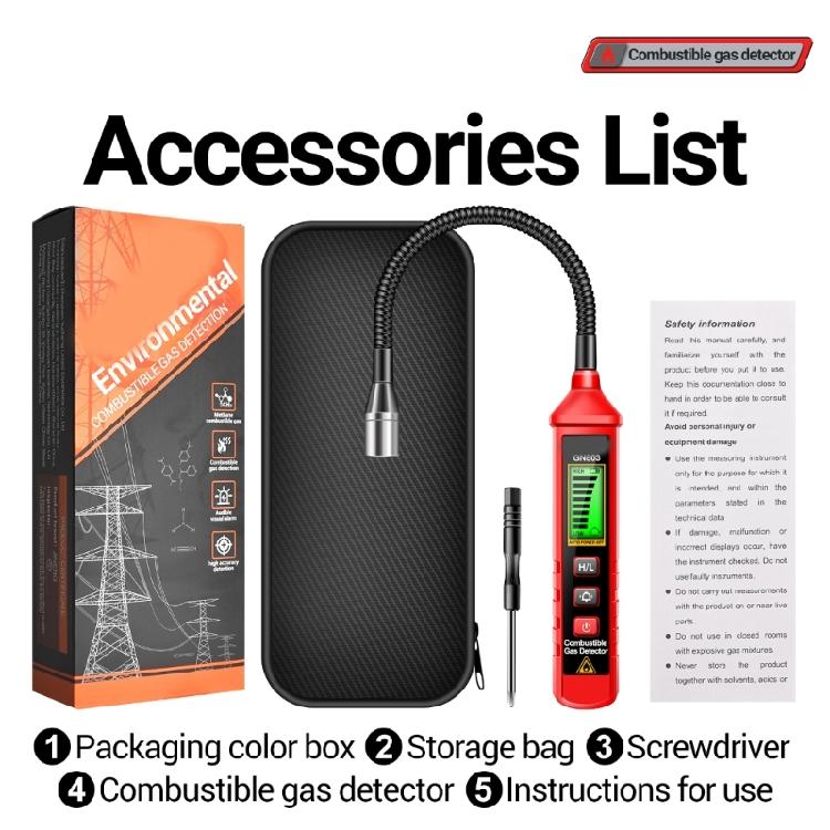 Combustible Gas Leak Detector 300-1000PPM Flexible Portable Natural Gas Detector