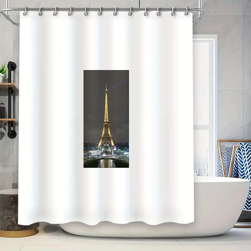 

Paris Eiffel Tower Shower Curtain Vintage French Cityscape Bathroom Decor Set Waterproof Artistic Home Decor W60H190(CM)-1 Pcs