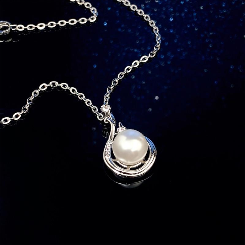 Huitan Water Drop Pendant Necklace with Simulated Pearl Engagement Wedding Party Elegant Accessories for Women Fashion Jewelry