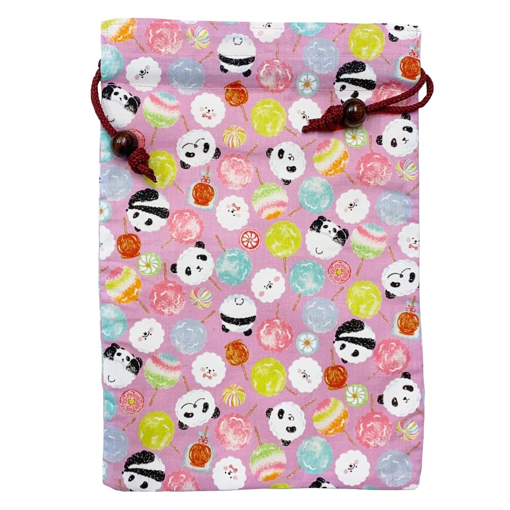 

Сделано в Хлопковом Мешочке на Шнурке для Печати Госюинчо x Японская Розовая Панда Кёсукэ, Япония, (Книга Храма), 26.5 18см, Узор, Конфета, розовый