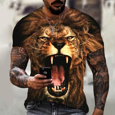 Nuova Moda Maglietta Uomo e Donna Estiva Casual Manica Corta con Stampa 3D Leone
