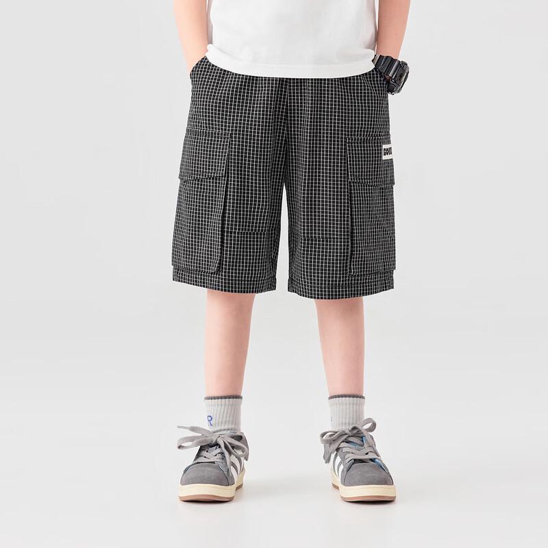 Boy's Plaid Loose-Fit Cotton Cargo Shorts