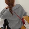 Damen Pullovermantel, einfarbig, Revers, lange Ärmel, doppelter Reißverschluss, Fliegendesign, Strickmantel, lässiger Pendlerstil, Oberbekleidung