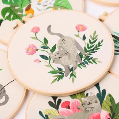 1Pcs Kitten Embroidery DIY Handmade Material Package (Including Tools), for Beginners To Practice Embroidery Enthusiasts, Gifts for Friends